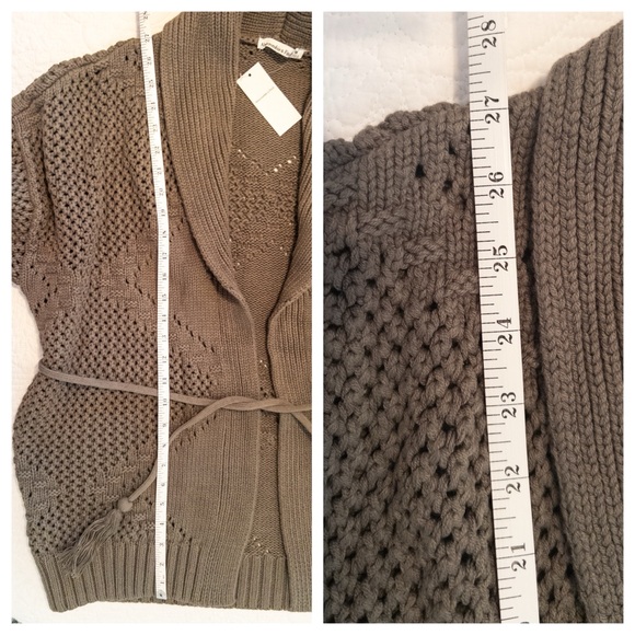 NWT Abercrombie Textural Stitch Belted Shawl Collar Cardigan Olive Green Size M - Picture 13 of 13